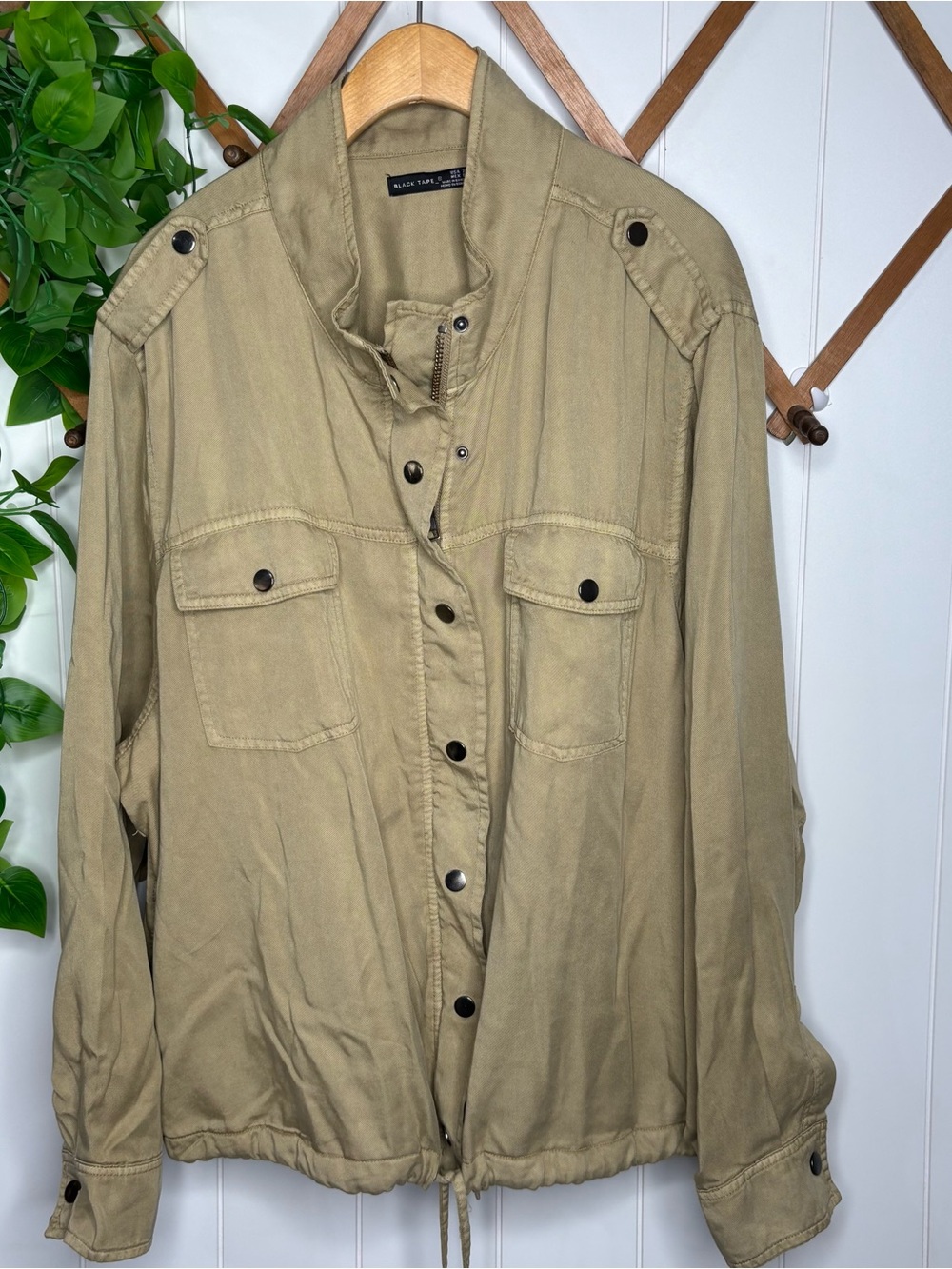 Black Tape Tan Utility Jacket with Button Front 2X